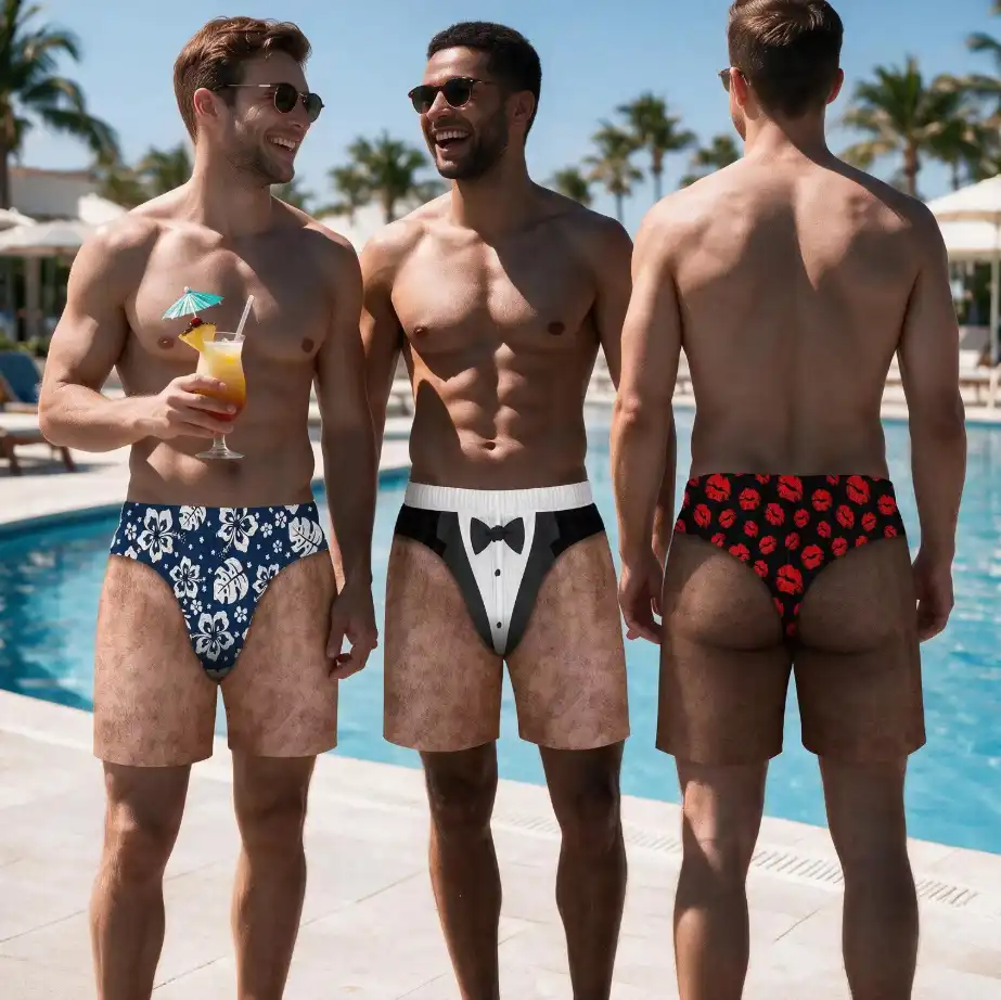 Hilarious Fake Butt Swim Shorts - Ultimate Gag Gift for Men 15$